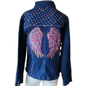 Custom made angel wing jean jacket